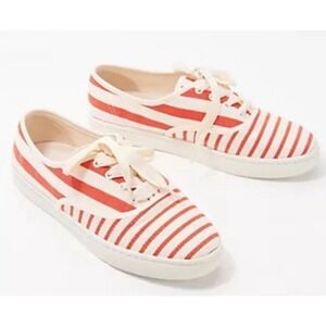 New Soludos Marin Woven Lace Up Sneakers‎ Poppy Striped Boho Comfort Size 9